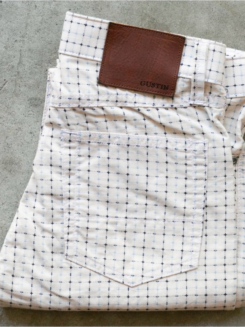 Men’s Gustin Cream Pants with Navy Grid